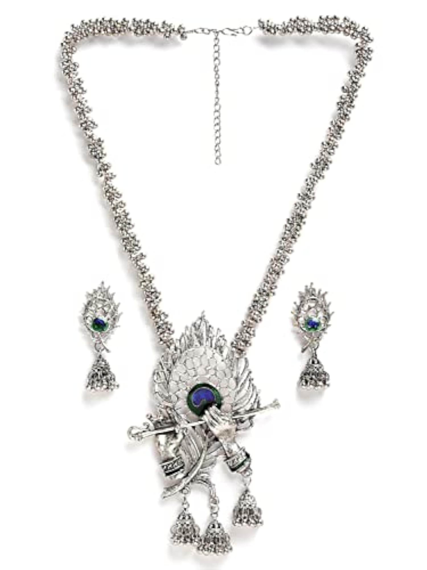 Stylish Traditional Oxidised Silver Necklace Set for Women