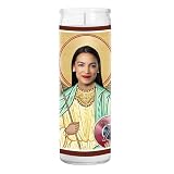 Alexandria Ocasio-Cortez Celebrity Glass Jar Candle – Unscented Handmade Soy Wax Votive AOC Candle – Unique Gift for Public Figure Fans – Home Decor Collectible for Living Room & Office