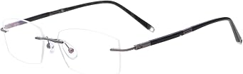 HELES -Titanium Glasses Frame,Rimless Frameless Optical Eyewear Eyeglasses for Men 54-17-143