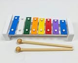 Professional Classic Wooden Glockenspiel Xylophone with 8 Metal Keys for Adults & Kids - Includes 2