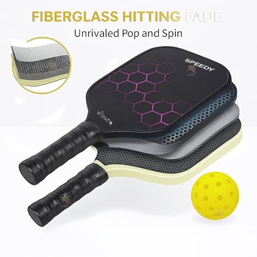 Image of WISHKEY Pickle Ball Racket Paddle 1 Premium Carbon Fiber Pickleball Rackets Black with Honeycomb Composite Core, 1 Comfort Cushion Grip Beginners & Adults