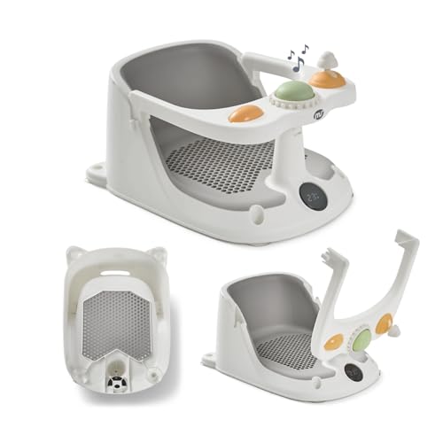 MS BabyWorld Siège de douche pour bébé antidérapant pour enfants avec TEMPÉRATURE de 6 à 24 mois, chaise de baignoire ou douche avec barre pour un placement facile du bébé (Vert) (Gris)