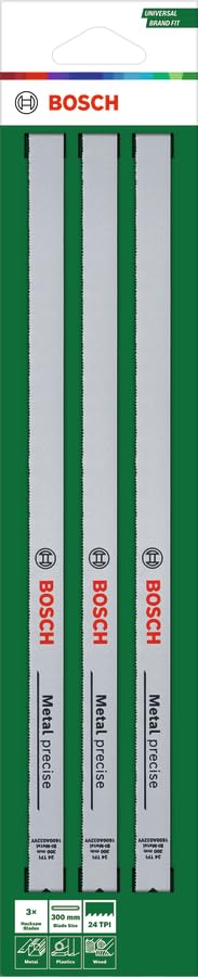 BOSCH 300Mm Hacksaw Blades 24Tpi (3-Piece) Durable, Precise, And Versatile For Clean Cuts In Metal, Plastic, Wood, And Composites