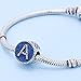 SOUKISS Alphabet A-Z Cubic Stone Charms Solid 925 Sterling Silver Blue Ocean Letter Beads for Snake Chain Bracelet (Letter A)