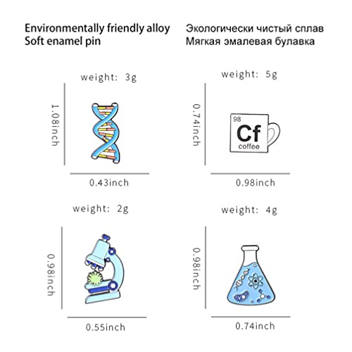 Generic Broche de lapela esmaltado, 4 peças, de liga metálica, com tema químico, decoração de roupas
