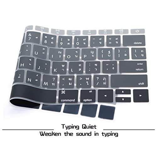 Hrh Thai Language Silicone Keyboard Cover Skin For Macbook Pro 13"A1708 A1988 No Touch Bar (2018 2017 2016)&For Macbook 12"A1534 With Retina Display(2015)&A1931(2018)Usa Keyboard Protector-Ombre Gray #TOP3