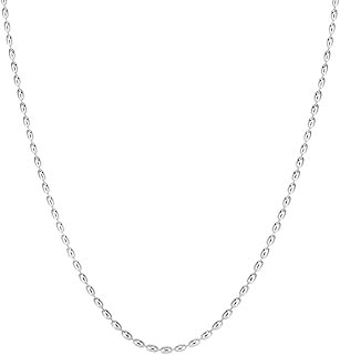 Savlano 925スターリングシルバー オーバルライスビーズストランドチェーンネックレス レディース ガールズ イタリア製 ギフトボックス付き, スターリングシルバー, n