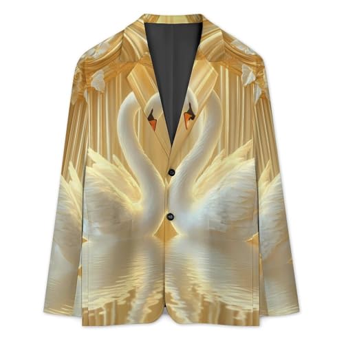 Swans in Love Mens Suit Jacket Lapel Blazers V Neck Button Business Coat Tuxedo for Wedding Party3