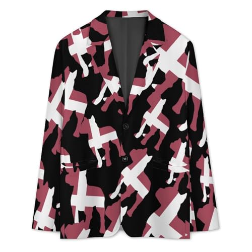 Pitbull Denmark Flag Men's Slim Suit Long-Sleeve Prom Tuxedo Classic Two Button Business Jacket3