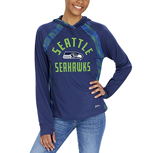 Zubaz Officially Licensed Women's NFL Elevated Lw Hood with Team Color Viper Print, Seattle Seahawks, Size X-Small