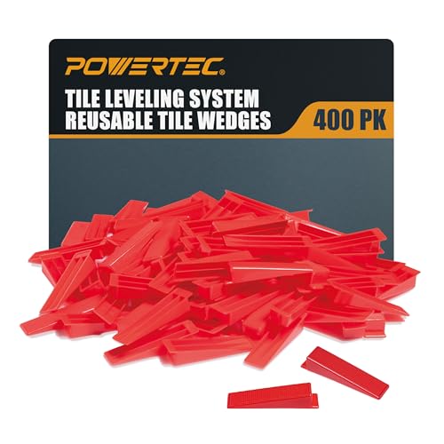 Image of POWERTEC Tile Leveling System Reusable Tile Wedges 400 Pack for Floor and Wall Tile Installation, Tile Installation Kit for 1 /8 inch and 1 /16 inch Tile Spacers (71897-P4)