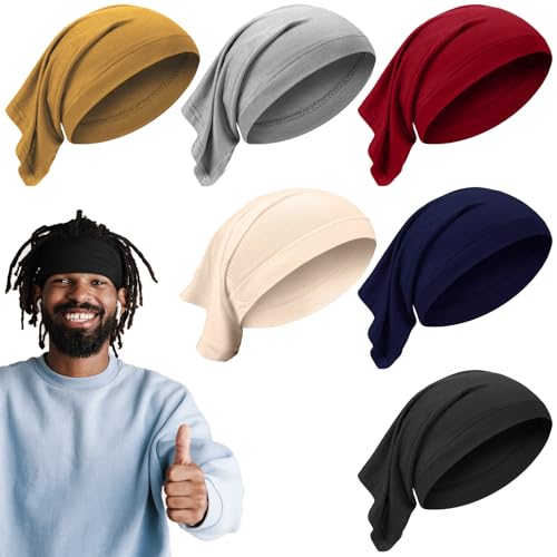 SATINIOR 6 Pcs Spandex Dreadlock Cap Dreadlock Tube Bands Unisex Men Women Elastic Hair Dreads Head Wraps Headbands for Dreads Accessories, 6 Colors(Bright Color)