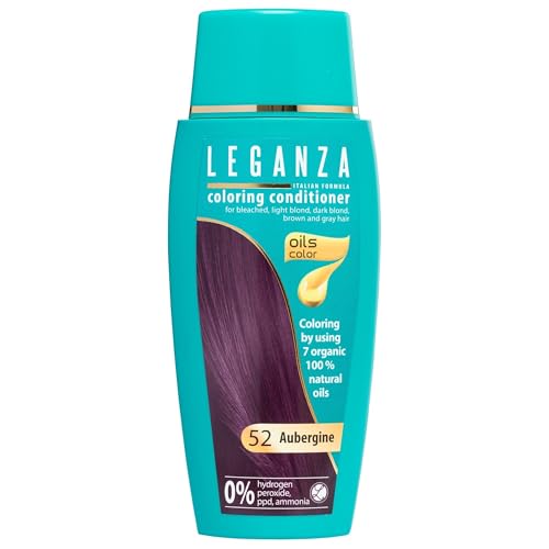 LEGANZA | Bálsamo Colorante Natural para el Cabello Color Berenjena Nº 52 | Tinte Sin Amoniaco | Enriquecido con Aceites Naturales | baño de color | cubre canas | 150ML