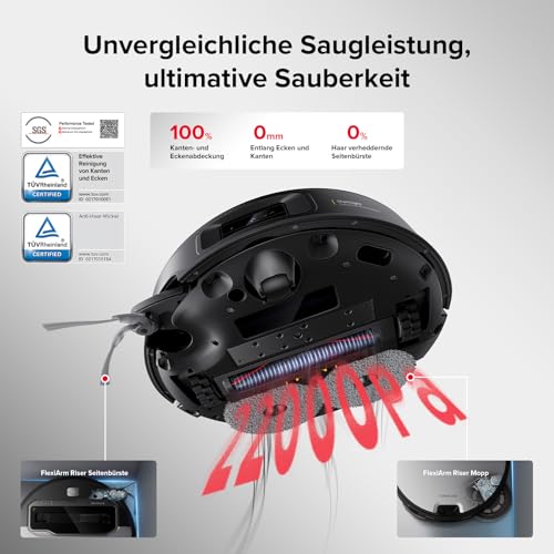 roborock Saros Z70 Saugroboter mit Wischfunktion, OmniGrip Arm, KI-gestützt, 22.000 Pa Saugkraft, 7.98 cm Ultra Slim, FlexiArm Riser, AdaptiLift Chassis, Heißwasser Mopp Waschen & Trocknen(Silber) 6