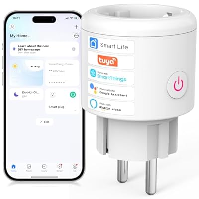 SURFOU Enchufe Inteligente Wifi con Consumo Electrico Programador Enchufe Alexa Tomada Inteligente con Temporizador Control Remoto por APP & Voz Compatible con Alexa Google Home y SmartThings
