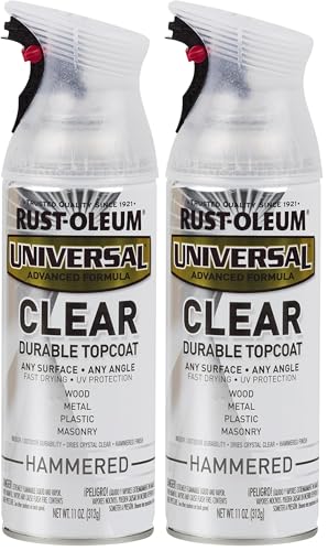Image of Rust-Oleum 302153 Universal All Surface Clear Topcoat Spray, 11 oz, Hammered Clear (Pack of 2)