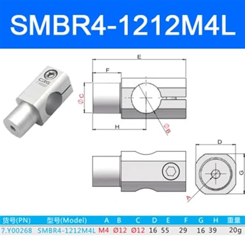 Soporte giratorio SMBR de 1 pieza con cilindro de tornillo de 360 grados 3