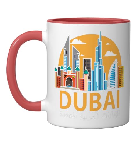 Dubai Emirate Dubai United Arab Emirates (UAE) Ceramic Mug, Red/White, 11oz