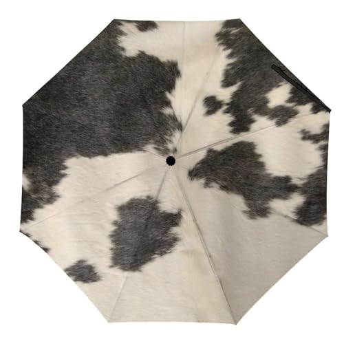 Parapluie pliable noir en cuir de vachette haut de gamme élégant