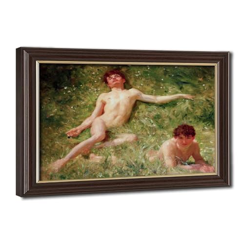 Cadre à suspendre avec poster The Sunbathers Henry Scott Tuke 40x61cm