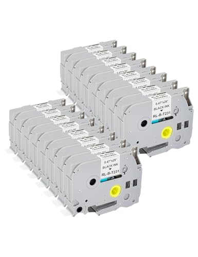 16 cintas Veson compatibles con TZe-231 TZe231 TZc 231 Brother P-Touch Cintas 12 mm TZ TZe Tape 0.47 Laminiertes Schriftband für PT-E110 PT-D400 H105WB D210 H110 D600VP H107B H100LB Negro sobre Blanco
