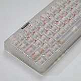 122 Keys Transparent Keycaps with Red Character Cherry Profile Keycaps Set Fit for 60% 65% 75% Cherry Mx Switches Mechanical Keyboard