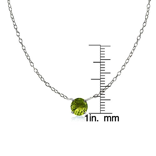 Ice Gems Sterling Silver Small Dainty Round Peridot Choker Necklace #TOP2