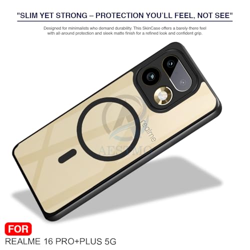 Image of AESTMO Realme 16 Pro Plus Back Cover | 360 Protection | Crystal Clear Hard Back Transparent | Compatible with MagSafe Accessories (PC+TPU, Black Bumper)
