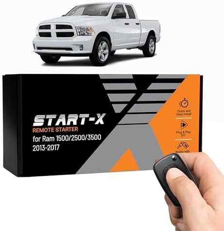 Start-X Remote Starter Kit for RAM 1500, 2500, 3500 (2013, 2014, 2015, 2016, 2017) Trucks | Key Ignition | Plug & Play Install | Lock 3X to Remote Start | Zero Wire Splicing