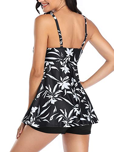 FLYILY Dames Mesh Tankini Badmode Sets Hoge Taille 2 Stuks Badpak Zwempak Plus Size - Afbeelding 6