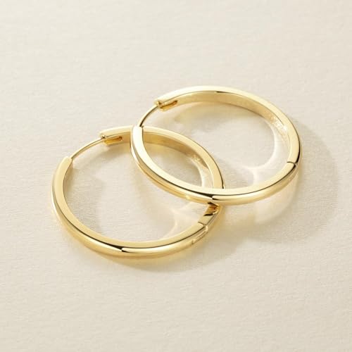 Aidomiya Gold Hoop Earrings 14K Gold Hoop Earrings for Women Minimalist Huggie Hoops Earring for Womens Hoops Earring Elegance 30mm by Aidomiya - Used condition - Image 6