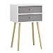 LANGRIA Bedside Table Nightstand End Table with Fabric Storage Drawer Pine Wooden Table for Bedroom Study and Fashion 15.7 x 11.7 x 22.4 inches (Grey)