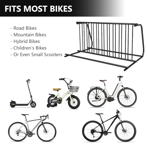GarveeLife 10 Bike Rack Double Sided Floor Stand, Heavy Duty Commercial Grid Bike Storage Rack, Powder Coated Steel Bicycle Parking Rack for Garage, School, Shop, Event, Outdoor & Indoor Use - Thumbnail 4