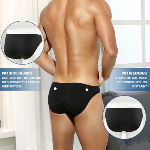 Men's Low Rise Tag Free Soft Moisture Wicking Briefs Underwear,Black,X-Large4
