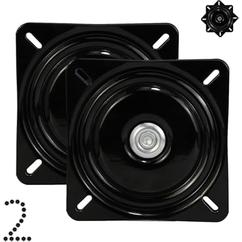 2Pcs 7Inch Boat Seat Swivel, Flat Boat Pedestal Base,Swivel Chair Base Replacement Accessories(Black, 7 Inch) Cover