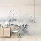 Papier peint 3D Papier Peint Extrêmement simple style nordique 3d oiseau volant pin forêt nuage papier peint murale TV fond papier peint salon chambre