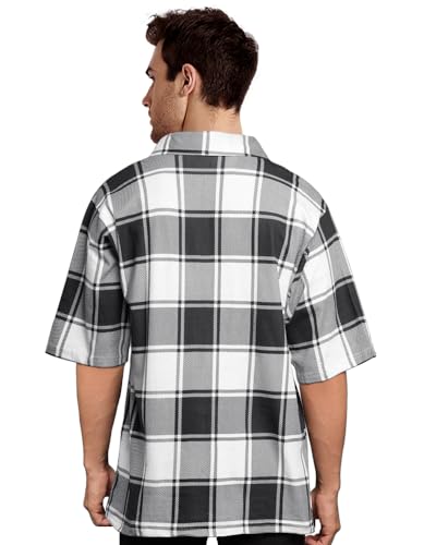 Image of Nobel Monk Men's Checkered Casual Shirt |Half Sleeve | Loose Fit |Stylish Shirt for Men