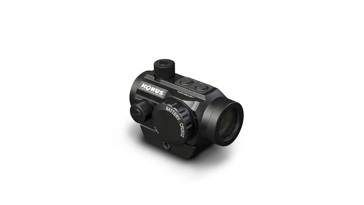 KONUS | NUCLEAR, Mirino Tecnologicamente Avanzato con Doppio Sistema di Montaggio, Permette di Adattarlo all'Arma in Modo Semplice, Disponibile Verde e Rosso Zoom/Diametro 1x22