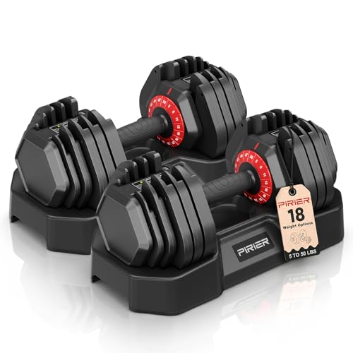 PIRIER Adjustable Dumbbell Set 50 lb (Pair)
