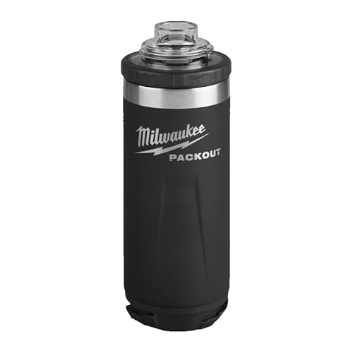 Milwaukee Packout - Bottiglia da 710 ml, con coperchio, colore: Nero
