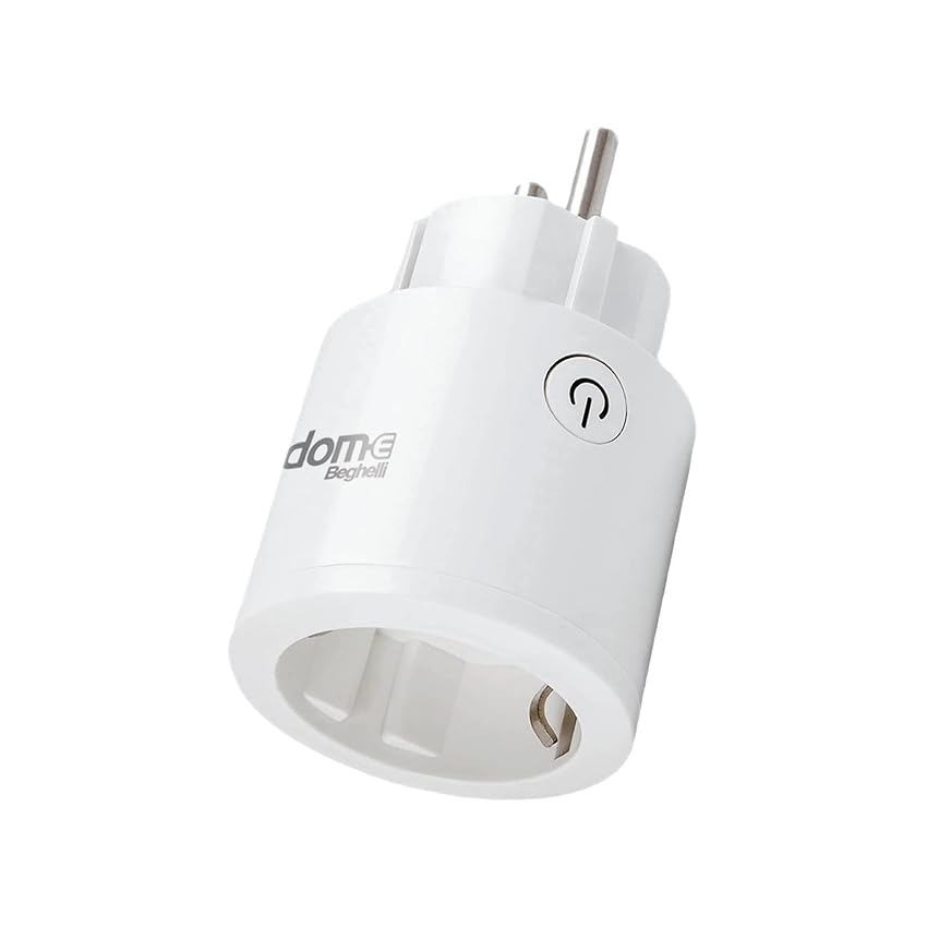 Beghelli - Presa Smart Dom-e Schuko 10/16, Interruttore o WiFi, Timer Programmabile, Monitoraggio Energetico, Protezione Sovraccarico, Controllo Vocale Alexa e Google Home