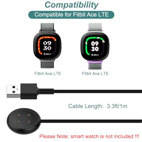Charger for Fitbit Ace LTE, Replacement USB Charging Cable Cord for Fitibt Ace LTE Kids Smartwatch
