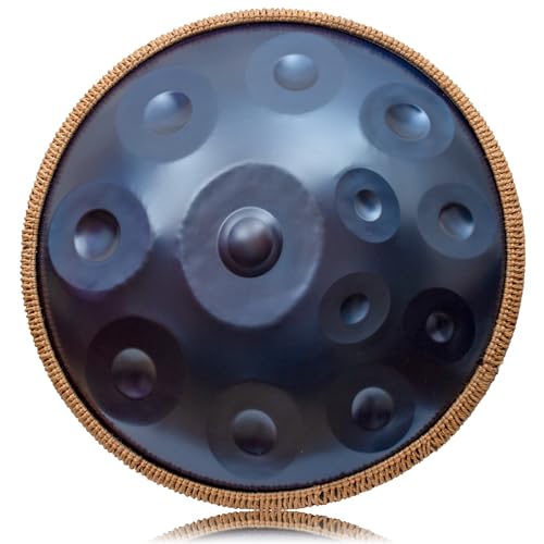 LOMUTY Handpan - Tambor de acero (12 tonos, 22 pulgadas, con bolsillo suave, percusión armónica para sanación de sonido, meditación, yoga, etc.), color azul