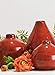 Sullivans Ceramic Vase Set- 3 Small Vases, Rustic Home Décor, Modern Farmhouses; Ideal Shelf Décor, Table Décor, Bookshelf, Mantle, Red (CM2038)