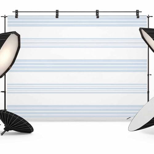 Horizontal Striped Backdrop 8x6ft Modern Simple Lines Pattern Sky Blue Photography Backdrop Photoshoot Background Tapestry Banner for Birthday Baby Shower Decoration Party Video Photo Studio Props