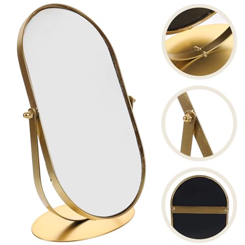 Espejo de maquillaje vintage con soporte pequeño de metal miniatura 6