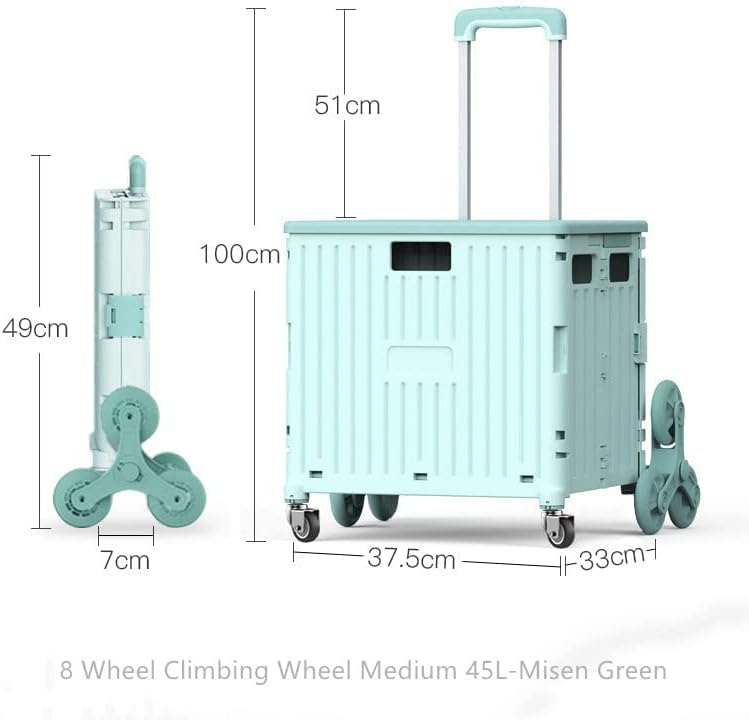 Faltbarer Einkaufswagen, kleiner Ziehwagen, Einkaufswagen, Treppensteigen, Artefakt, Zuhause, Einkaufswagen, Aufbewahrungswagen, Weiß, Universalrad (45 l)