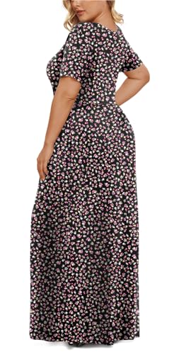 Image of LONGYUAN Women's Plus Size Maxi Dresses Summer Short Sleeve Casual Long Dress 2026 XL-6XL