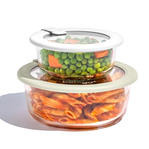 Image of Bentgo Signature Glass Food Storage Containers with Lids, 4 Piece Set