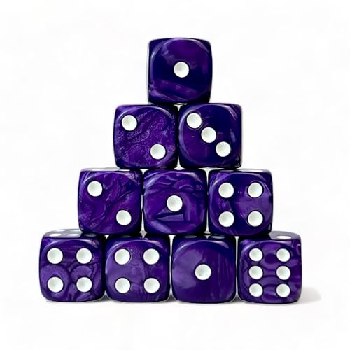 Luck Lab 10 Pack 16mm D6 Acrylic Dice Set - Purple Pearl